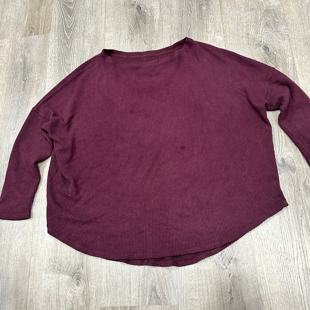 WE THE FREE Sweater Women's XL Burgundy Waffle Knit Oversized Knit Sweater - Picture 8 of 13